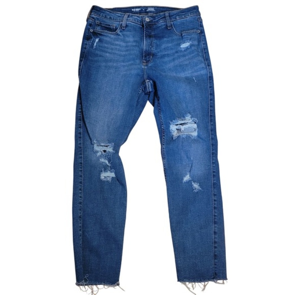 Old Navy Rockstar Super Skinny Jeans Womens 12 Blue Good Distressed High Rise